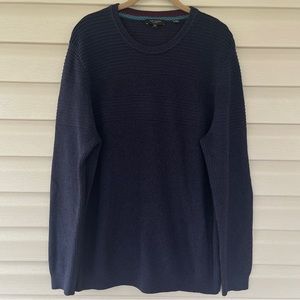 Ted Baker London Men's Rossi Navy Blue Wool Blend Ribbed Knit Sweater Size 42